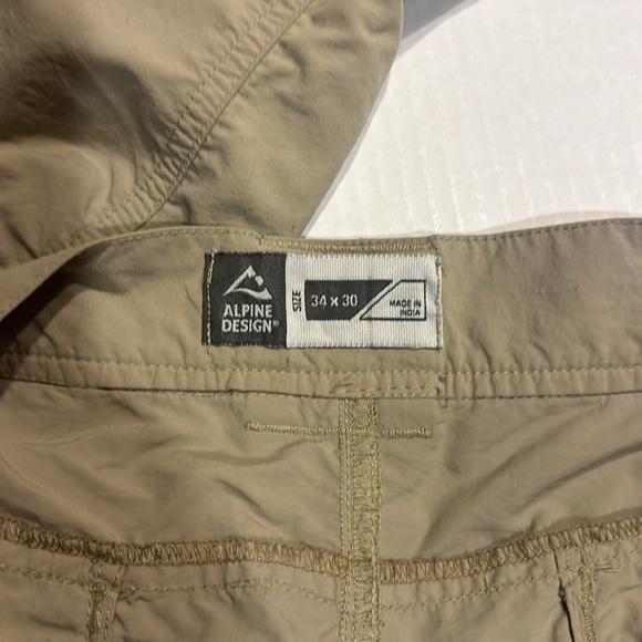 Alpine Design khaki pants convert to shorts 34x30 multiple pockets zipper front - Picture 10 of 11